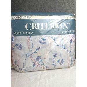 Vintage 80s 4 Piece Double Sheet Set Criterion Rambling Ribbons Pink Blue Floral